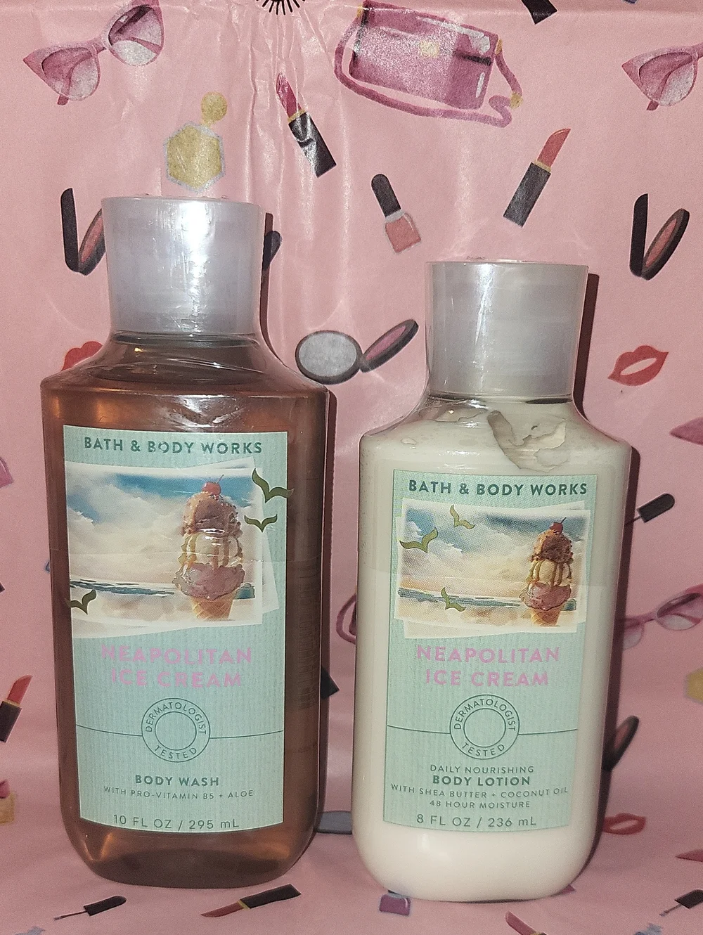 Bath & Body Works 2 Pc. Neapolitan Ice Cream Set Body Wash & Lotion FS Sealed